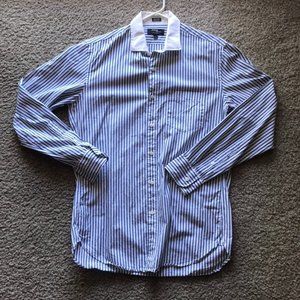 80s Pinstripe J. Crew Long Sleeve Collared Shirt